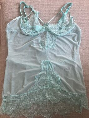 XXL Aqua Lace Trim Chemise-Never worn